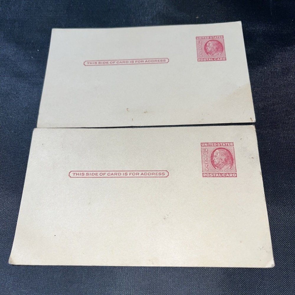 PRE-PRINTED 2 CENT POSTCARDS FRANKLIN LOT/ 2 UNUSED VINTAGE
